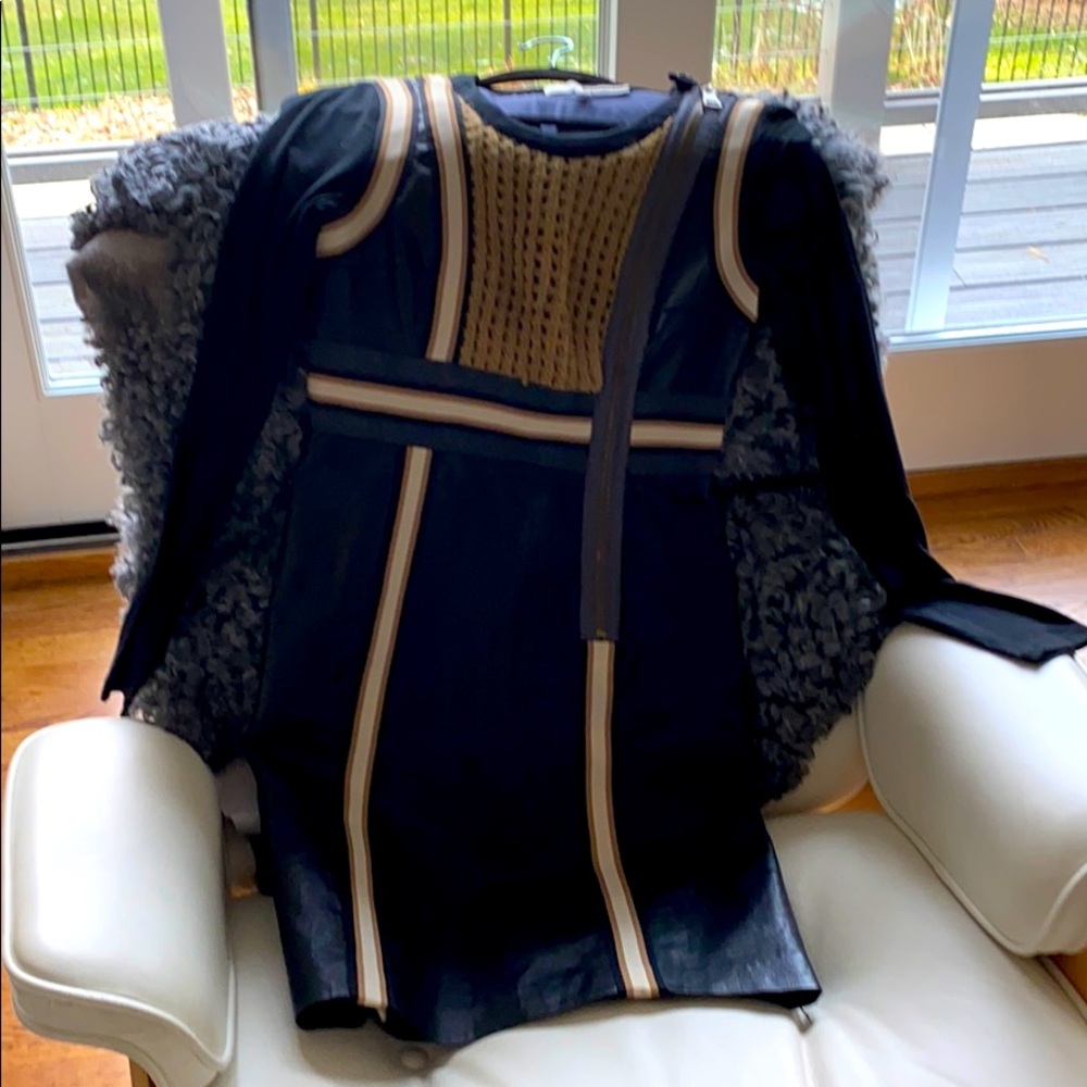 Tracy Reese Leather and Wool Dress, size 4